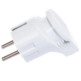 Вилка Евро угловая,16А белая  IN HOME