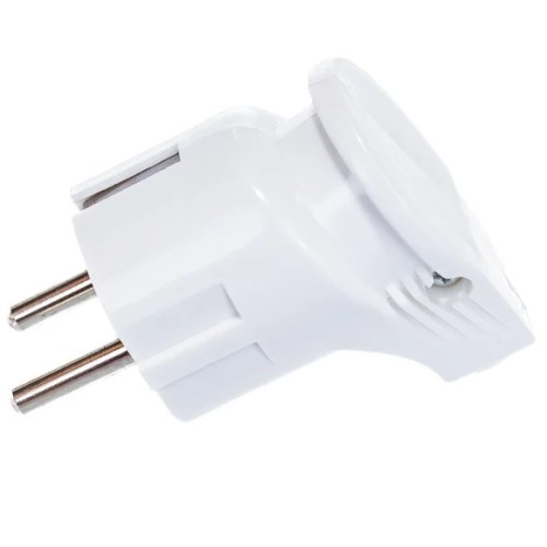 Вилка Евро угловая,16А белая  IN HOME