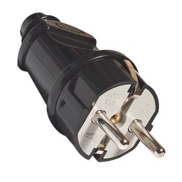 LE PLUG Вилка прямая с/з 16А черная, LEEK