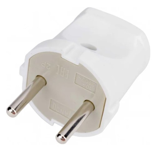 LE PLUG Вилка прямая б/з 10А белая, LEEK