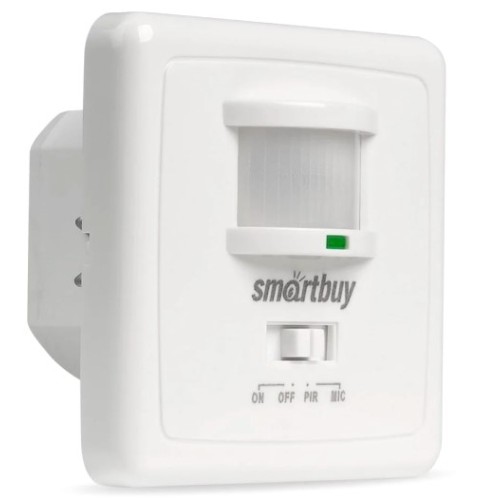 Датчик движения SMARTBUY встраиваемый,с датчиком звука 500Вт,до 9м IP20 (sbl-ms-003)