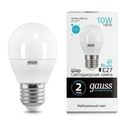 Gauss Лампа LED Elementary Globe 10Вт Е27 220В, 4100К, (53220)