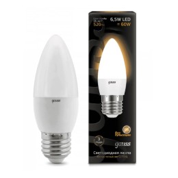 Gauss Лампа LED свеча 6,5W Е27, 2700К 220В, FR, (103 102 107)