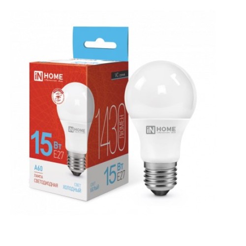 Лампа LED-A60-VC 15Вт, 230В,Е27 6500К 1350Лм IN HOME