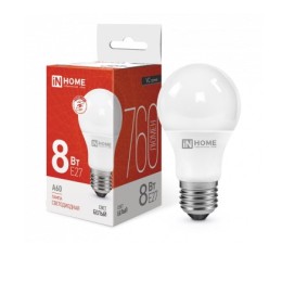 Лампа LED-A60-VC 8Вт, 230В,Е27 4000К 760Лм IN HOME