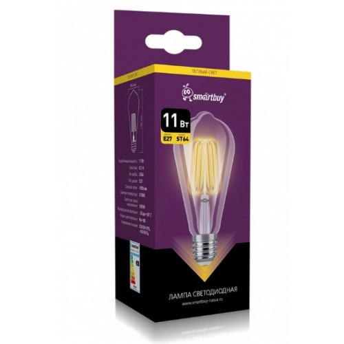 Лампа с/д  ART ST64-11Вт/2700К/E27 1055Лм SMARTBUY