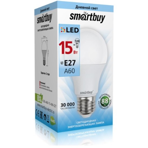Лампа с/д A60-15W/4000/E27 1200Лм SMARTBUY