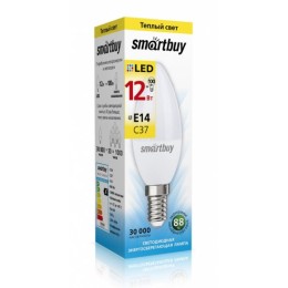 Лампа с/д C37-12W/3000/E14 960Лм SMARTBUY (SBL-C37-12-30K-E14)