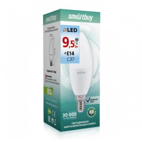 Лампа с/д C37-9,5W/4000/E14 760Лм SMARTBUY (SBL-C37-9,5-40K-E14)