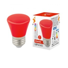 Лампа декор. светодиод. "Колокольчик" мат. Красный 1Вт./Е27 VOLPE LED-D45-1W/RED/E27/FR/C