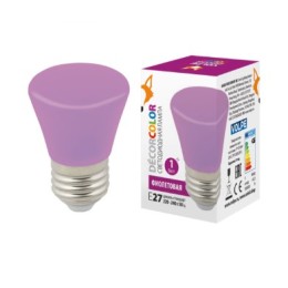 Лампа декор. светодиод. "Колокольчик" мат. Фиолет. 1Вт./Е27 VOLPE LED-D45-1W/PURPLE/E27/FR/C