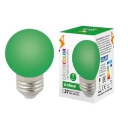 Лампа декор. светодиод. "ШАР" мат. Зеленый 1Вт./Е27 VOLPE LED-G45-1W/GREEN/E27/FR/C