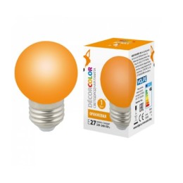 Лампа декор. светодиод. "ШАР" мат. Оранж. 1Вт./Е27 VOLPE LED-G45-1W/ORANGE/E27/FR/C