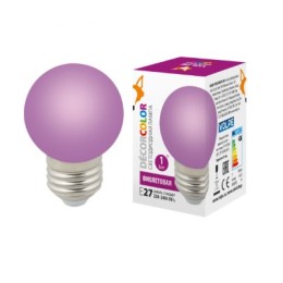 Лампа декор. светодиод. "ШАР" мат. Фиолет. 1Вт./Е27 VOLPE LED-G45-1W/PURPLE/E27/FR/C