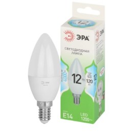 ЭРА Лампа светодиодная B35-12W-840-E14 GL 12Вт свеча 4000К E14 GREEN LINE