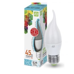 Лампа светодиодная LED-CВЕЧA на ветру -standart 5.0Вт, 220В, Е27 4000К, 450Лм ASD