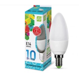 Лампа светодиодная LED-WAP-standart 10Вт, 230В, Е14 4000К, 900Лм ASD