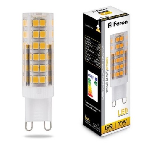 Feron Лампа светодиодная LB-433 капсульная 7вт 230В G9  3000К