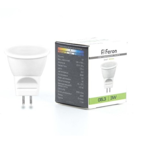 Feron Лампа светодиодная LB-271 MR11 3Вт, 220В G5,3 4000К (Белый)