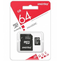 Micro SDXC карта памяти Smartbuy 64GB Class10 (адаптер)