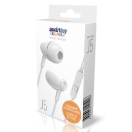 Внутриканальная гарнитура Smartbuy J5, микр.,пульт, белая