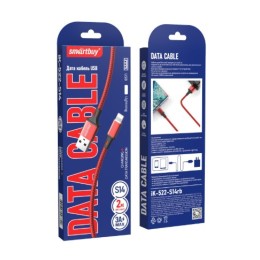 Дата-кабель Smartbuy S14 Lightning красн.черн. 3А, 2м.