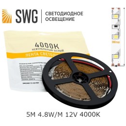 Светодиодная лента SWG SMD3528-60-12V 4,8 Вт/м. IP20 8мм 4000K (5м)