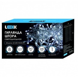 Гирлянда с/д штора LEEK 3х2м 240 LED прозр. провод 6500К
