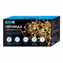 Электрогирлянда нить LE LED XMAS 02, 3000К 10м 100 LED IP20 зеленый провод, LEEK