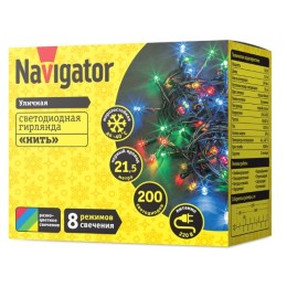  Гирлянда NAVIGATOR "нить" RGB 21,5м 8реж. черн. пров. IP44 NGF-S01-200RGB-10-21.5m-230-BL-IP44