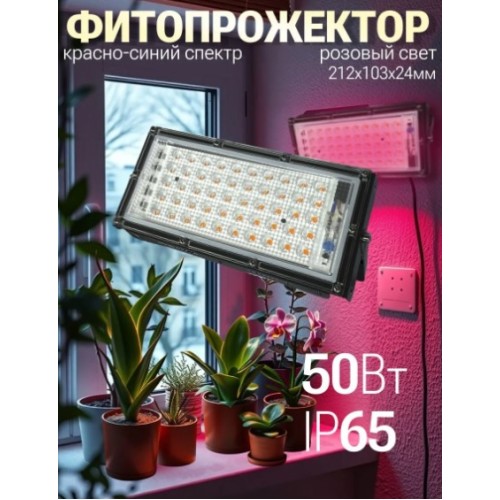 Прожектор светодиодный ФДО STD-ФИТО 50Вт IP65 красн./син. спектр  IN HOME