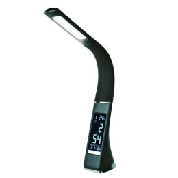 Светильник наст. TLD-542 Black/LED/300Lm/5000K/Dimmer 5Вт,часы,календарь,термометр Uniel