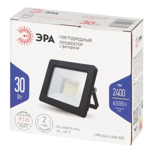 ЭРА Прожектор светодиодный LPR-042-3-65K-030 30Вт 6500К 2400лм IP65 (встроенное фотореле)