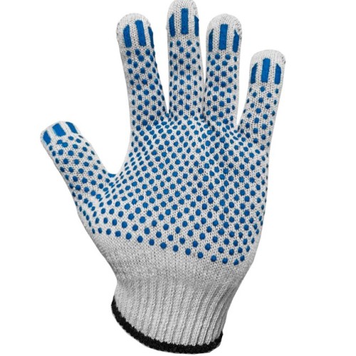 РОС Перчатки х/б, 5-ти ниточные с ПВХ белые