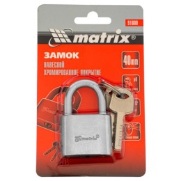 91800 Замок навесной. хромированное покрытие 40 мм, Matrix