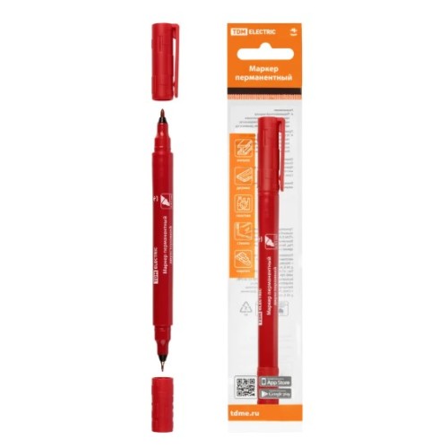 Маркер перманентный двухсторонний 0,4/1мм красный, TDM