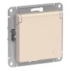 SE AtlasDesign Бежевый Розетка с/з со шторками с крышкой 16А IP20 механизм (ATN000246)