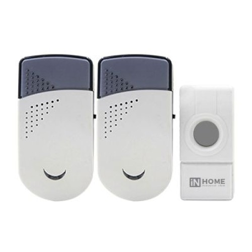 Звонок беспроводной ЗБН-6, 32 мелод.,2 динамика, 120м. IP44, бело-серый IN HOME