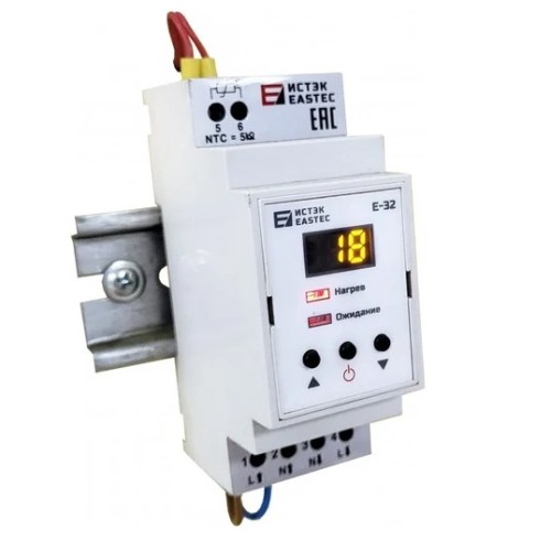 Терморегулятор  EASTEC Е-32 ,DIN.2мод., 3,5кВт, -10...+40гр.,датчик 3м.