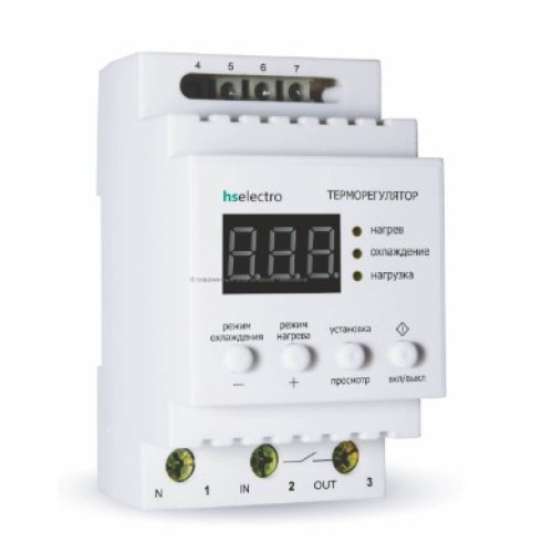 Терморегулятор ТР32У2 (DIN 3мод.) 220/12В 7кВт, 32А -55..+100грС, датчик 2м., HSelectro