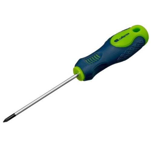 11833 Отвертка крест. PH0х80мм Cr-V, магнит. 2-х комп. рукоятка Сибртех
