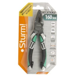 1020-13-1-160 Пассатижи 160мм CrV, тефлон TPE рукоятки Sturm!