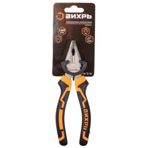 73/6/3/6 Плоскогубцы 160мм. никелиров. сталь "Вихрь"