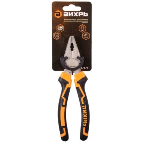 73/6/3/7 Плоскогубцы 180мм. никелиров. сталь "Вихрь"