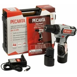 Дрель-шуруповерт аккум. ДА-12-2ЛК Ресанта 12В, 2 аккум. Li-ion 2Ач, кейс