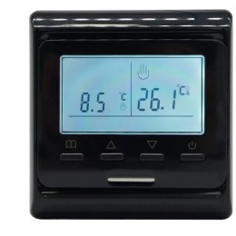 Терморегулятор Е51.716 (черный) встр.3,5кВт, +10..+55гр (жк дисп. прогр. 2 датчика)
