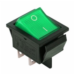 Выключатель клав. 250В,16А (4с) ON-OFF зел. с подсв. (RWB-502,36-2332)