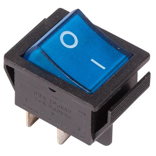 Выключатель клав. 250В,16А (4с) ON-OFF син. с подсв. (RWB-502,36-2331)