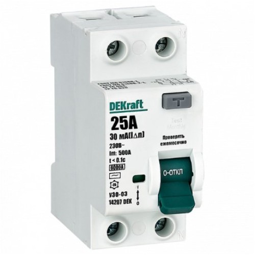 DEKraft  УЗО-03 2Р 25А 30мА АС, 6кА