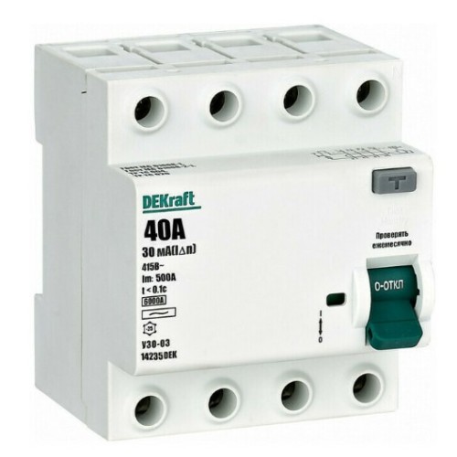 DEKraft  УЗО-03 4Р 40А 30мА АС, 6кА
